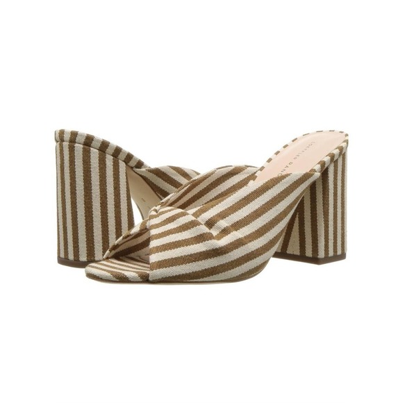 NIB Loeffler Randall Laurel Heeled Sandal in Striped Canvas Size 7.5 - Picture 2 of 11